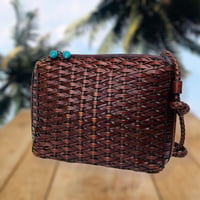 70's Woven Leather Crossbody Purse