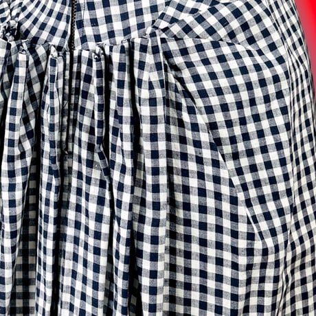 40’s Black&White Cotton Gingham Dress