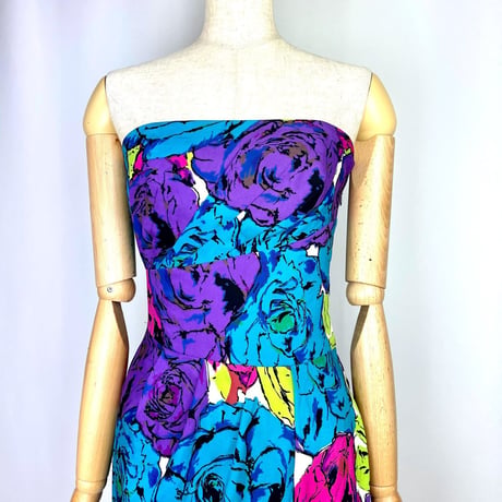 Silk Strapless Rose Mini Dress