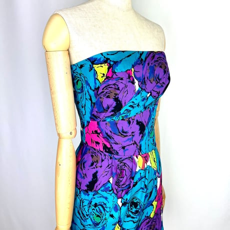 Silk Strapless Rose Mini Dress
