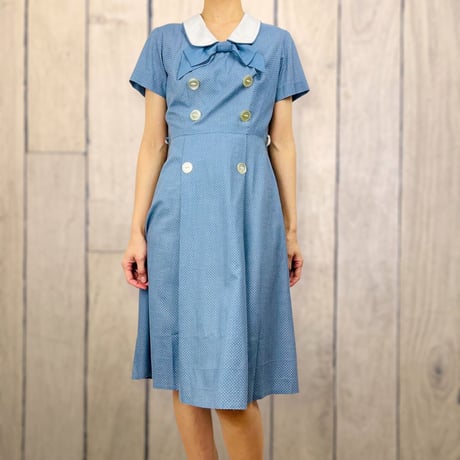 60’s Blue Swiss Dot Dress