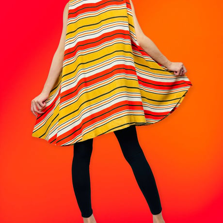 60's Striped Linen Swing Dress