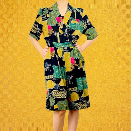 .80’s Rayon Abstract Print Romper