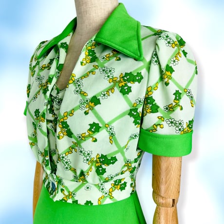 70's Lime Green Floral Maxi Dress and Bolero