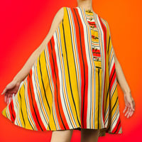 60's Striped Linen Swing Dress