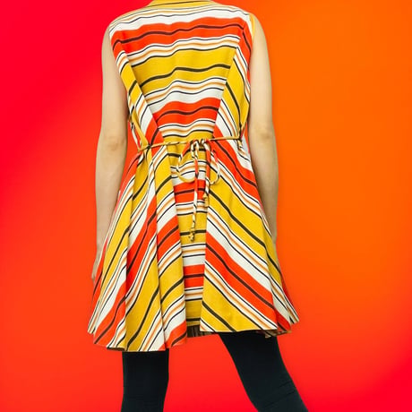 60's Striped Linen Swing Dress