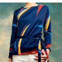 70’s Belted Navy Tunic Blouse