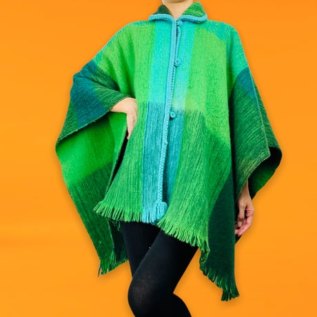 70’s Wool Blanket Cape with Fringe