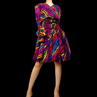 80s Deadstock Animal Print Boho Dress by Diane Freis