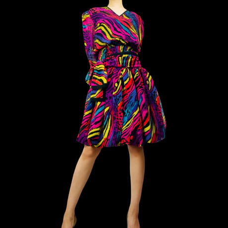 80s Deadstock Animal Print Boho Dress by Diane Freis