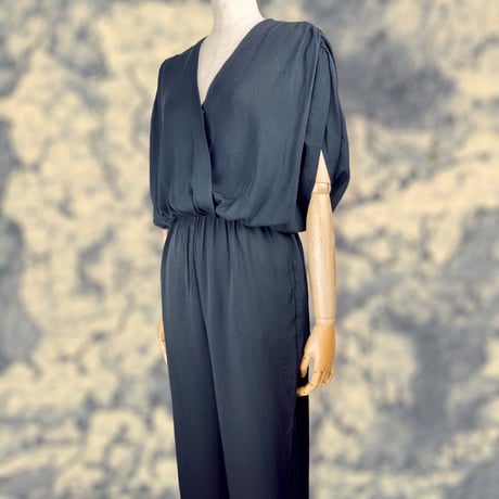 80’s Black Draped Jumpsuit