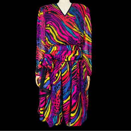 80s Deadstock Animal Print Boho Dress by Diane Freis