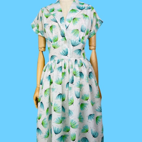50’s Fan Floral Chiffon Day Dress