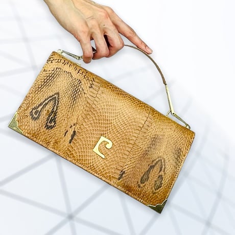 70’s Brown Snake Skin Clutch Bag