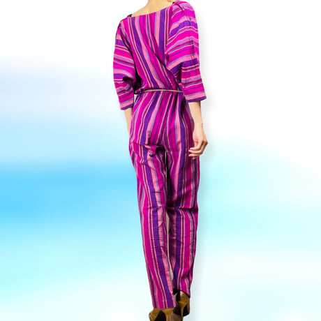 80’s Multicolor Pink and Purple Cotton Jumpsuit