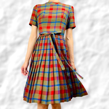 60’s Plaid Accordion Dress