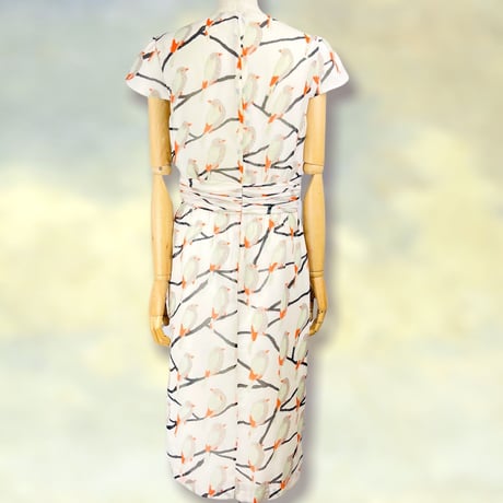 Silk Chiffon Bird Print Dress