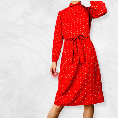 70’s Red and Multicolor Polka Dot Shirt Dress