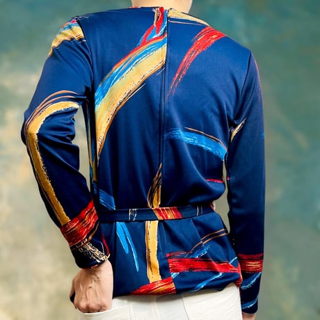 70’s Belted Navy Tunic Blouse