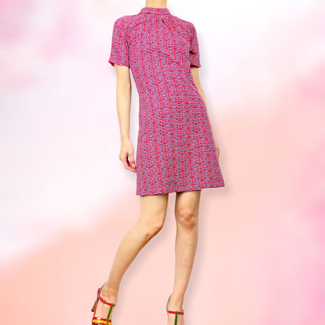 60’s High Neck Anchor Knit Mini Dress