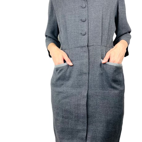 50's Gray Bombshell Shirt Dress