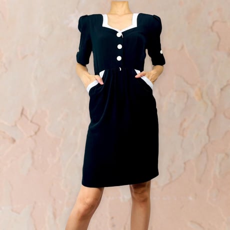 60’s Union Made Black and White Midi Dress