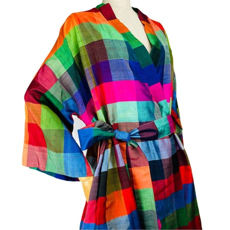 50's ALEXANDER SHIELDS Silk Plaid Duster Coat