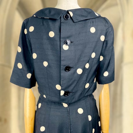 50’s Polka Dots Silk Wiggle Dress
