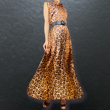 70's Leopard Print Maxi Dress
