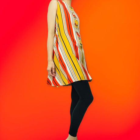 60's Striped Linen Swing Dress