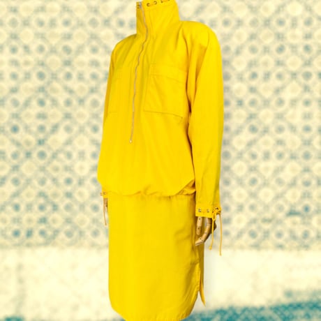 80’s Sporty Yellow Drawstring Dress