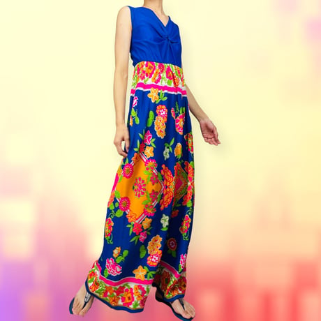60's Flower Power Maxi Dress
