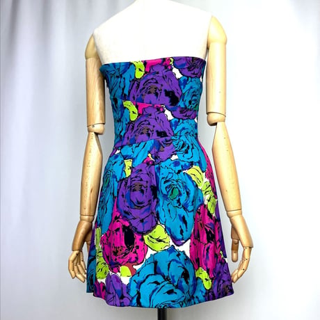 Silk Strapless Rose Mini Dress