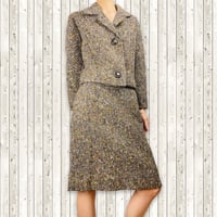 50's Brown Tweed Skirt Suit