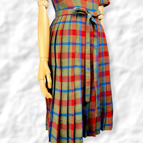 60’s Plaid Accordion Dress