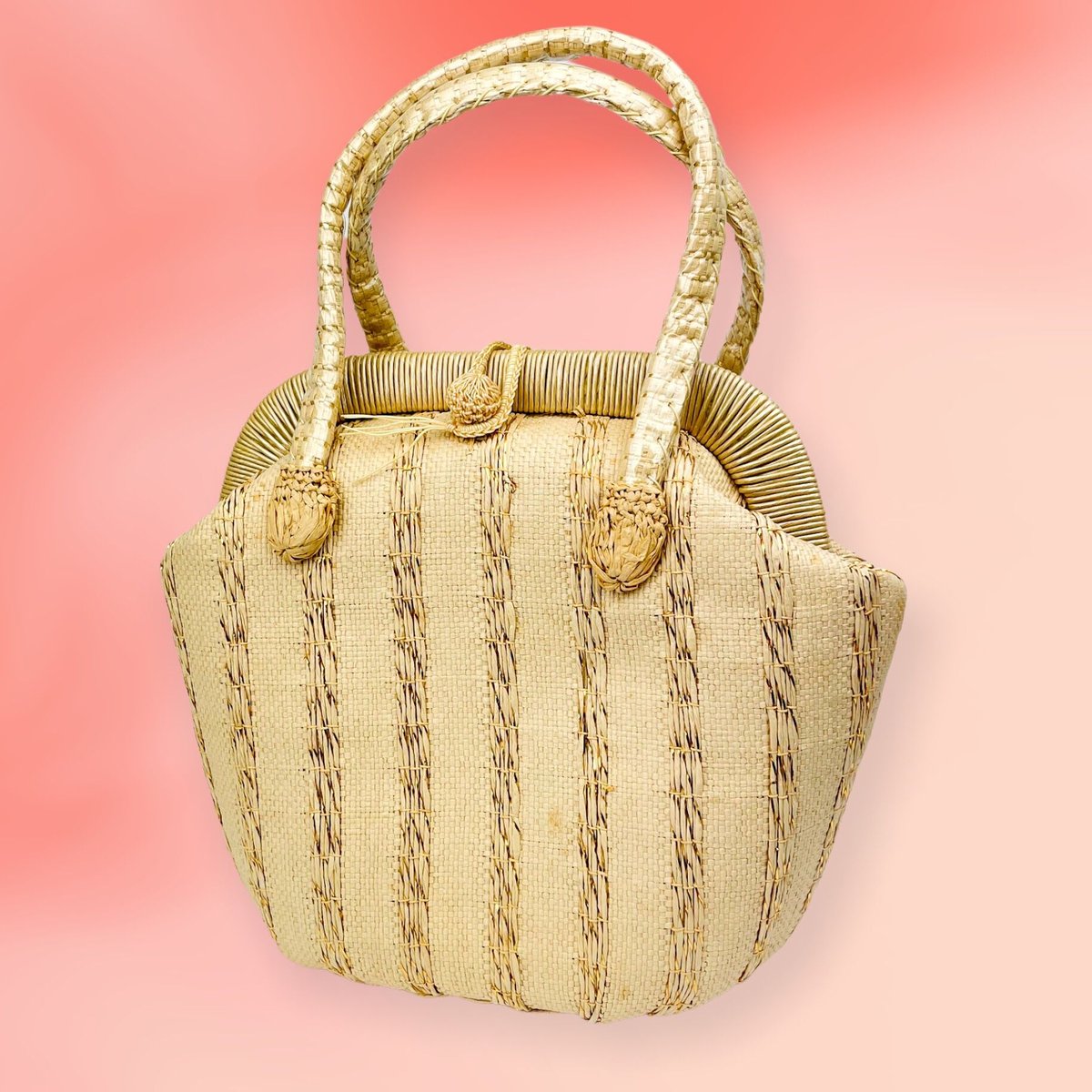 稀少☆50's Straw Bag 50年代 ストローハンドバッグ 稀少☆50's Straw Bag 50年代 ストローハンドバッグ 50's Straw