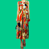 70's wide leg printed Jumpsuit silk jersey blend
