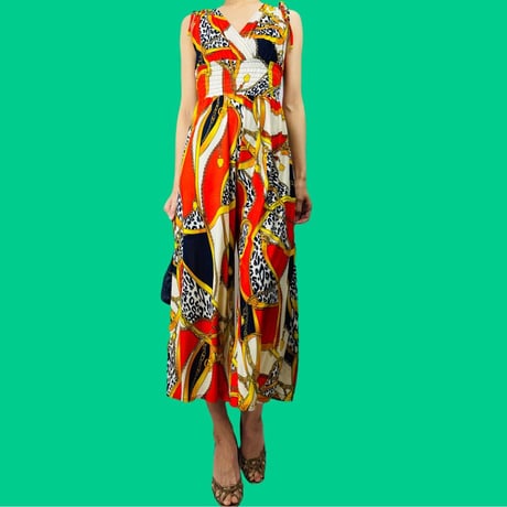 70's wide leg printed Jumpsuit silk jersey blend