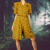 80’s Double Breasted Leopard Print Romper