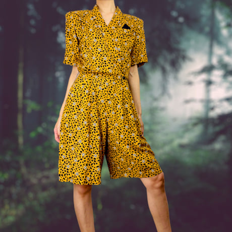 80’s Double Breasted Leopard Print Romper