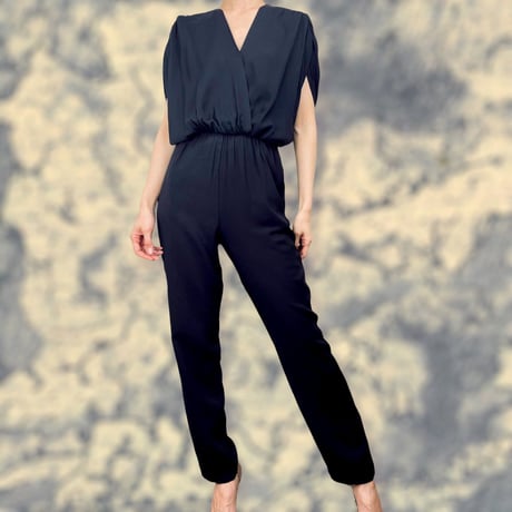80’s Black Draped Jumpsuit