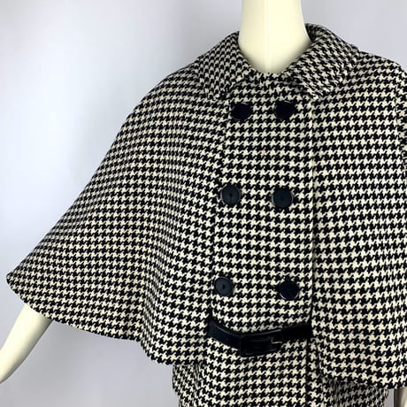 60's Wool Houndstooth Cape Suit