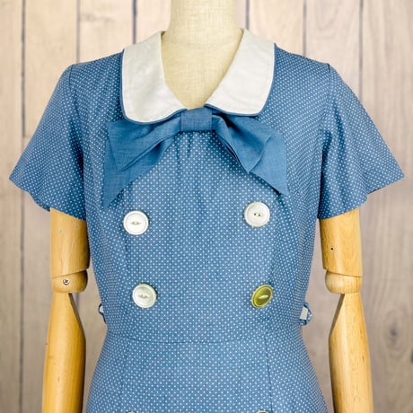 60’s Blue Swiss Dot Dress