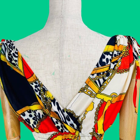 70's wide leg printed Jumpsuit silk jersey blend