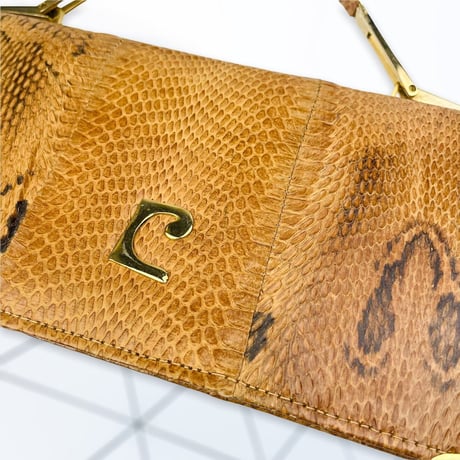 70’s Brown Snake Skin Clutch Bag