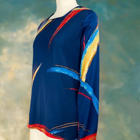 70’s Belted Navy Tunic Blouse