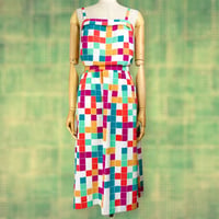 80’s Geometric Multicolor Print Tank and Skirt