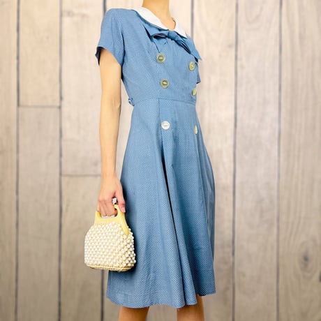 60’s Blue Swiss Dot Dress