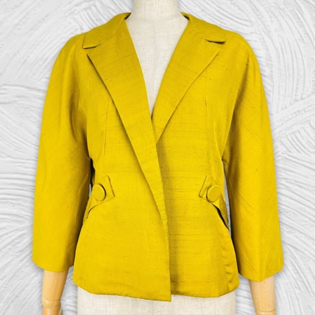 50's Mustard Yellow Raw Silk Crop Blazer Jacket