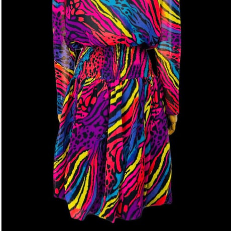80s Deadstock Animal Print Boho Dress by Diane Freis